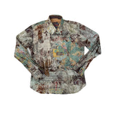 Men's Vintage Abstract Print Long Sleeve Button-Down Crazy Shirt Size M by Robert Graham